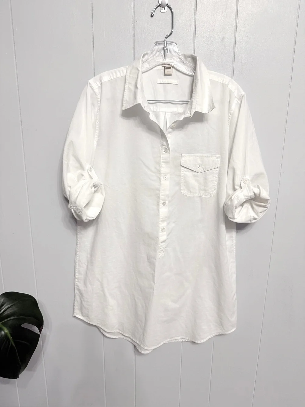 #10)  J. Crew White Casual Half Button-Down Shirt. (Please check photo #4)